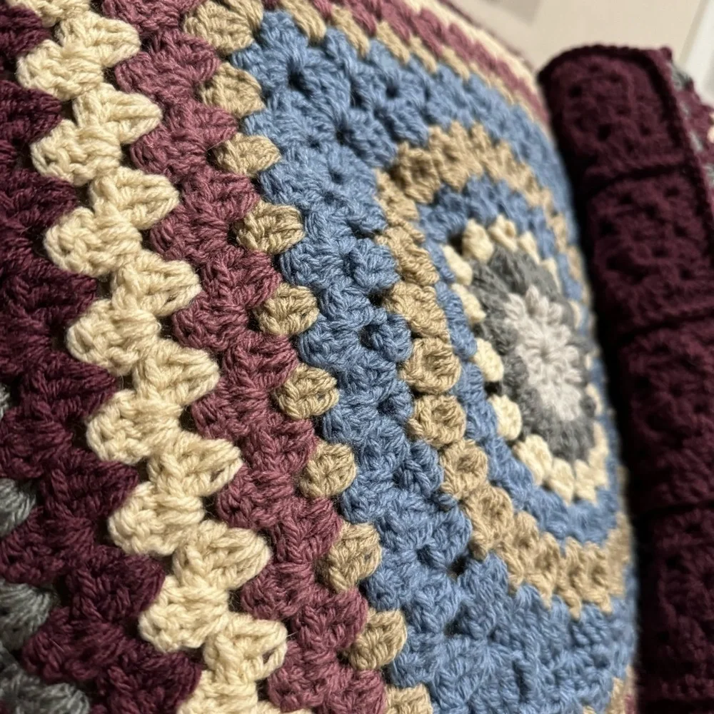 Crochet Covered Decorative Large Square Pillows